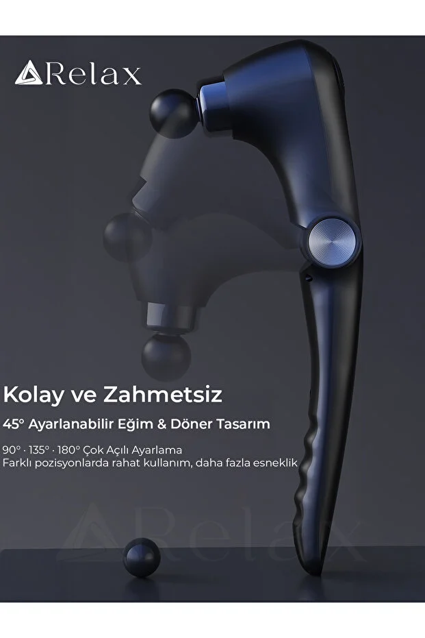 Relax Isıtmalı Soğutmalı Katlanabilir Siyah Masaj Tabancası Şarjlı 10 Başlık 9 Hız